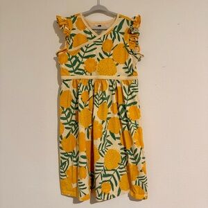 Girls Tea Collection Dress Yellow Floral Size 10 Ruffle Sleeveless Cotton